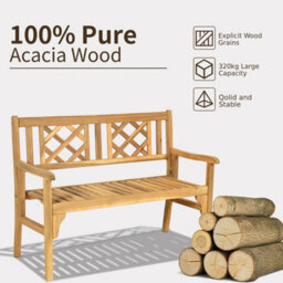 Gainoom Foldable Garden Bench Indoor Outdoor Acacia Wood Loveseat - thumbnail 6