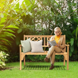 Gainoom Foldable Garden Bench Indoor Outdoor Acacia Wood Loveseat - thumbnail 8