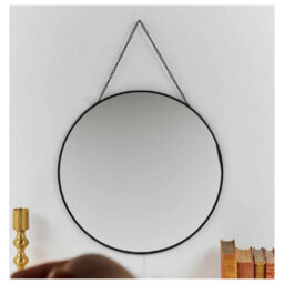 30Cm Round Black Wall Mirror Hanging Decorative Mirror For Bathroom Bedroom Hallway - thumbnail 2