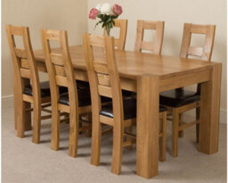 That's Furniture Kuba 180 X 90 Cm Chunky Oak Dining Table And 6 Chairs Dining Set With Yale Chairs - thumbnail 1