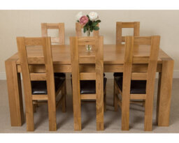 That's Furniture Kuba 180 X 90 Cm Chunky Oak Dining Table And 6 Chairs Dining Set With Yale Chairs - thumbnail 2