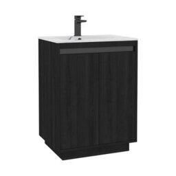Royal Bathrooms Orion 600mm Floor Standing Vanity Unit 2 Drawer Hale Black With Carrara White Basin & Brushed Brass Accent Trim - thumbnail 8