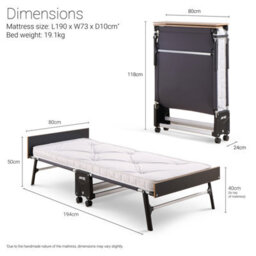 Jay-Be Gp80 Grand Folding Bed With E-Pocket Tufted Mattress, Single - thumbnail 9