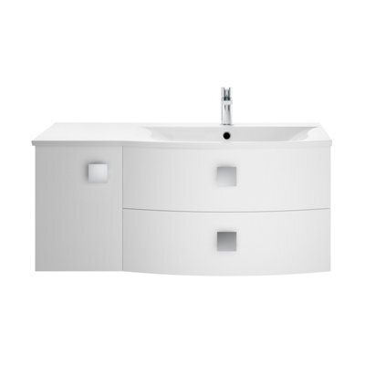 Hudson Reed Sarenna Wall Hung Rh 2 Drawer 1 Door Vanity Unit & Basin, Moon White Matt, 1012 X 504 X 448mm - image 1