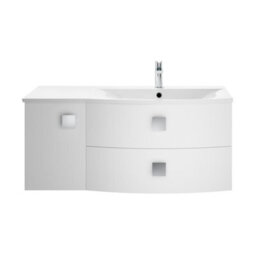 Hudson Reed Sarenna Wall Hung Rh 2 Drawer 1 Door Vanity Unit & Basin, Moon White Matt, 1012 X 504 X 448mm - thumbnail 1