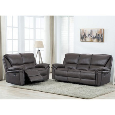 Furnishings For Less UK Boston Grey Fabric Large Sofa Suite Manual Reclining Sofa Set 3 + 2 Seater Sofas