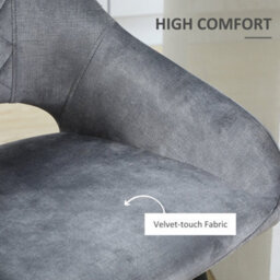 Homcom Bar Stools Set Of 2 Velvet-Touch Fabric Counter Bar Chairs Grey - thumbnail 5