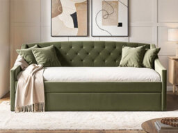 Flair Aurora Daybed With Trundle Khaki Green Velvet - thumbnail 2