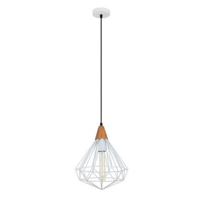 Luminosa Lighting Luminosa Industrial And Retro Hanging Pendant White 1 Light , E27