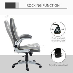 Viokef Vinsetto Gaming Chair Pu Leather Office Chair Swivel Chair W/ Tilt Function Grey - thumbnail 5