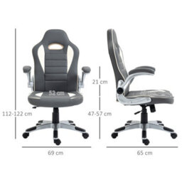 Viokef Vinsetto Gaming Chair Pu Leather Office Chair Swivel Chair W/ Tilt Function Grey - thumbnail 3
