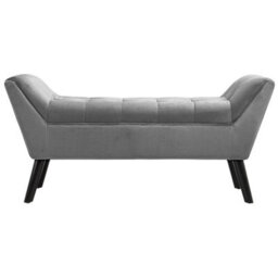 Living And Home Grey Velvet Upholstered Hallway Bench Bed End Bench With Raised Arms W 1180 X D 450 X H 560 mm - thumbnail 4