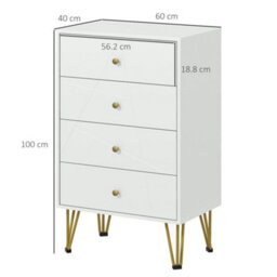 Homcom Chest Of Drawers, 4 Drawers Dresser Storage Organiser For Bedroom - thumbnail 3