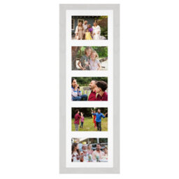 AK Frames 26X8 White Ash Modern Multi Photo Frame With White Mount - Holds 5 Apertures (5X) 6X4 Photos - thumbnail 1