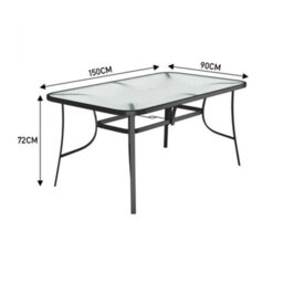 Breeins 7 Piece Outdoor Furniture Dining Set Tempered Glass Umbrella Table Folding Chairs For Patio Lounge Balcony 120Cm - thumbnail 4