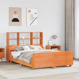 Berkfield Bookcase Bed Without Mattress Wax Brown 120X190 Cm Small Double Solid Wood - thumbnail 1