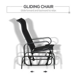Outsunny 3 Pcs Rocking Chair Gliding Chair Set W/ Table For Patio Garden Black - thumbnail 4