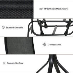 Outsunny 3 Pcs Rocking Chair Gliding Chair Set W/ Table For Patio Garden Black - thumbnail 6