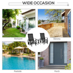 Outsunny 3 Pcs Rocking Chair Gliding Chair Set W/ Table For Patio Garden Black - thumbnail 7
