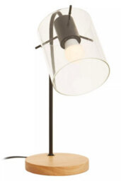Orsina Matte Black Curved Table Lamp, Easy To Assemble Bed Table Lamp, Sturdy Living Room Lamp With Wooden Base - thumbnail 3