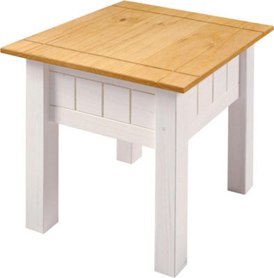 Seconique Panama Lamp End Table In White And Natural Wax Finish - image 1