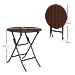 Wyld Haus Kasado Brown Rattan Folding Round Outdoor Bistro Table 60Cm - Foldable Pe Rattan Top, Metal Frame - thumbnail 3