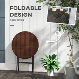 Wyld Haus Kasado Brown Rattan Folding Round Outdoor Bistro Table 60Cm - Foldable Pe Rattan Top, Metal Frame - thumbnail 6