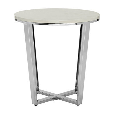 Orsina Allure Round White Faux Marble End Table - image 1