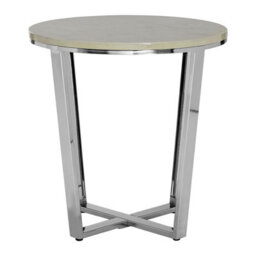 Orsina Allure Round White Faux Marble End Table - thumbnail 2