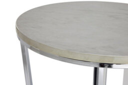 Orsina Allure Round White Faux Marble End Table - thumbnail 4