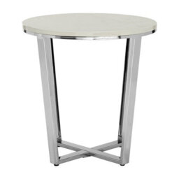 Orsina Allure Round White Faux Marble End Table - thumbnail 1