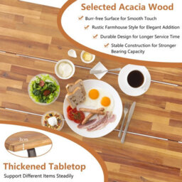 Costway Picnic Table Bench Set Solid Outdoor Wood Patio Dining Table And Bench - thumbnail 7