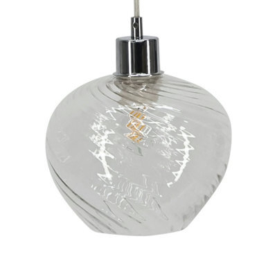 First Choice Lighting Bradson - Clear Swirl Glass Easy Fit Pendant Shade - image 1