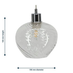 First Choice Lighting Bradson - Clear Swirl Glass Easy Fit Pendant Shade - thumbnail 5