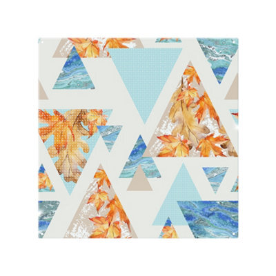 Benjamin Tate Design Triangles With Maple Oak Leaves Marble Splash Back Designer Style - image 1