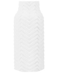 Beliani Glamstone White Stoneware Vase Gloss Ribbed 14 X 32 Cm - thumbnail 1