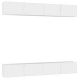 Berkfield Tv Cabinets 4 Pcs White 100X30X30 Cm Engineered Wood - thumbnail 2