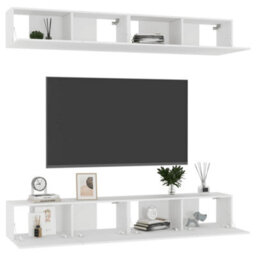 Berkfield Tv Cabinets 4 Pcs White 100X30X30 Cm Engineered Wood - thumbnail 3