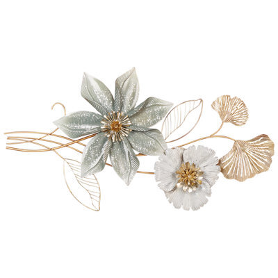 Beliani Wall Decor Flower Europium Metal 46 Cm Gold - image 1