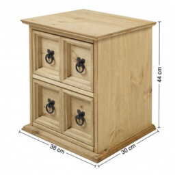 Mercers Furniture Corona 2X2 Cd Unit 2 Drawer Storage Tower Solid Wood Pine Wooden With Mexican Styling Unit - thumbnail 4