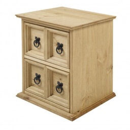 Mercers Furniture Corona 2X2 Cd Unit 2 Drawer Storage Tower Solid Wood Pine Wooden With Mexican Styling Unit - thumbnail 1