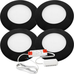 4-Pack Matt Black Ultra-Slim Round Under Cabinet Kitchen Led Light Kit With Natural White Diffused Illumination - thumbnail 1