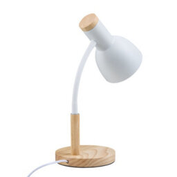 Living And Home White Table Lamp With Flexible Arm And Wooden Base - thumbnail 4