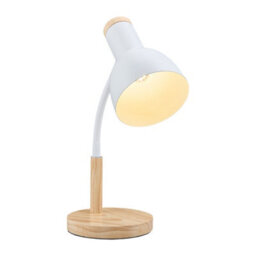 Living And Home White Table Lamp With Flexible Arm And Wooden Base - thumbnail 5