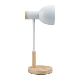 Living And Home White Table Lamp With Flexible Arm And Wooden Base - thumbnail 2