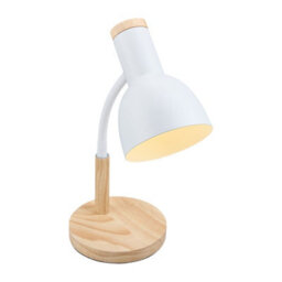 Living And Home White Table Lamp With Flexible Arm And Wooden Base - thumbnail 3