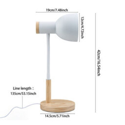Living And Home White Table Lamp With Flexible Arm And Wooden Base - thumbnail 9