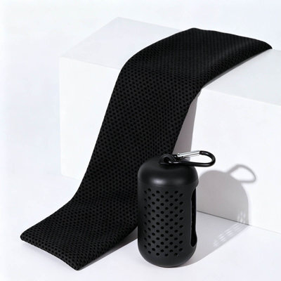 "Black Cooling Sports Towel 11.8""x31.5"", Quick Dry Microfiber Ice Towel, Absorbent Towel For Gym Running Camping Travel" - image 1