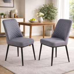 Home Luxe Interiors Set Of 4 Oxford Grey Pu Leather Dining Chairs With Slim Metal Legs - thumbnail 5