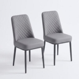 Home Luxe Interiors Set Of 4 Oxford Grey Pu Leather Dining Chairs With Slim Metal Legs - thumbnail 3